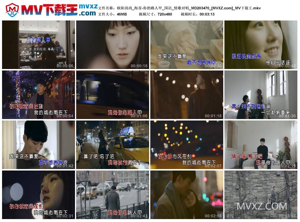 欧阳尚尚_海青-你的路人甲_国语_情歌对唱_MD203470